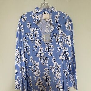 Sail to Sable Blue Floral Long Sleeve Dress
